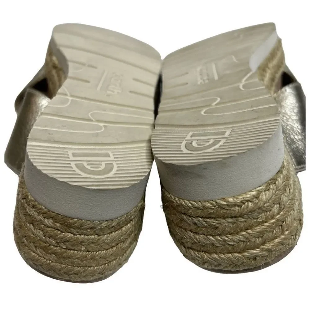Earth modena marigold gold leather espadrille wedges size 7